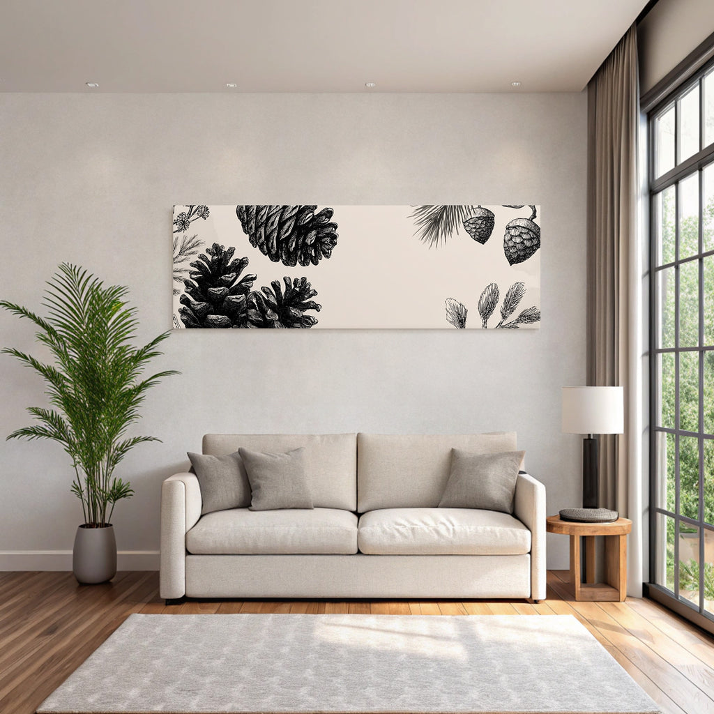Botanische Illustration Von Kiefernzapfen Und Kiefernzweigen