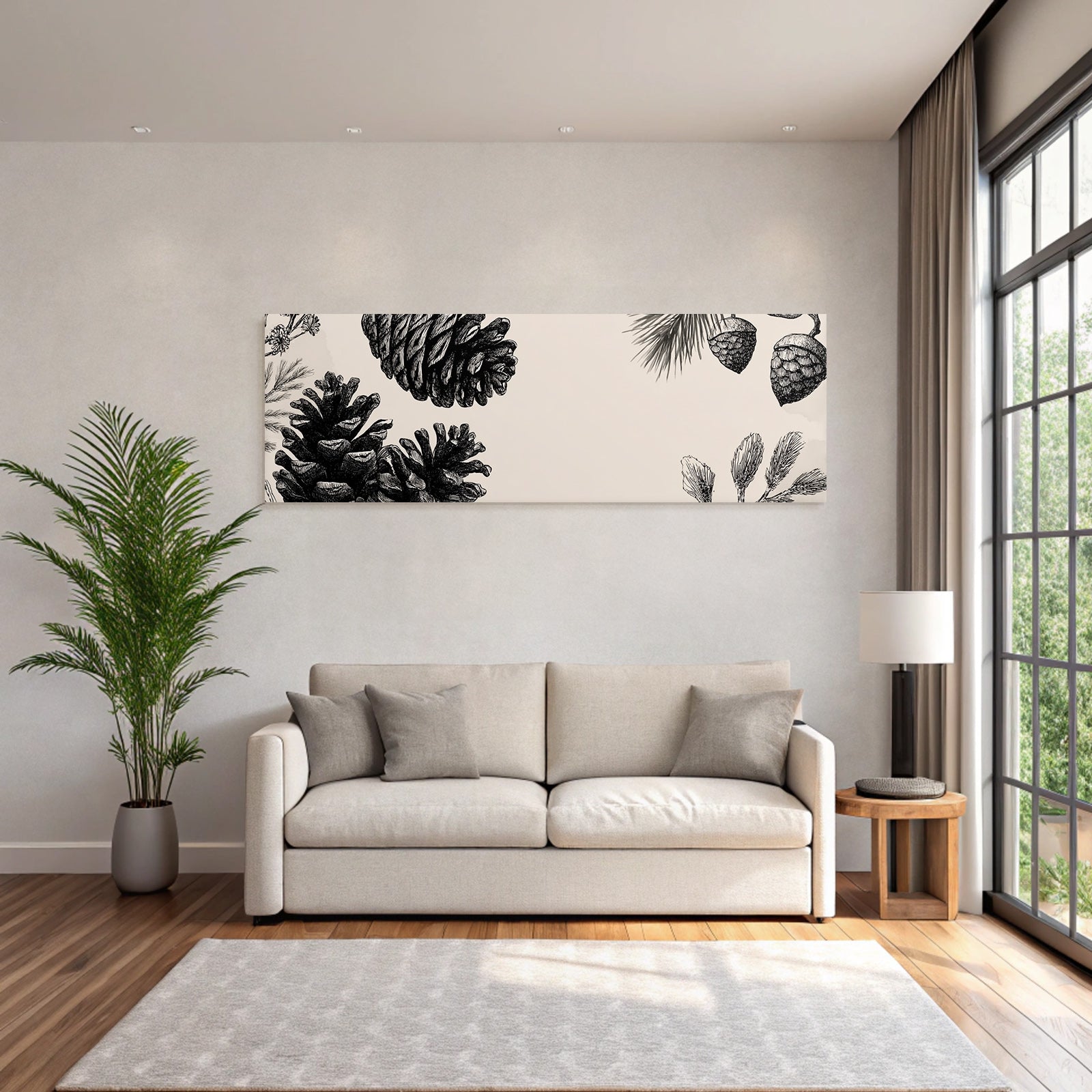 Botanische Illustration Von Kiefernzapfen Und Kiefernzweigen