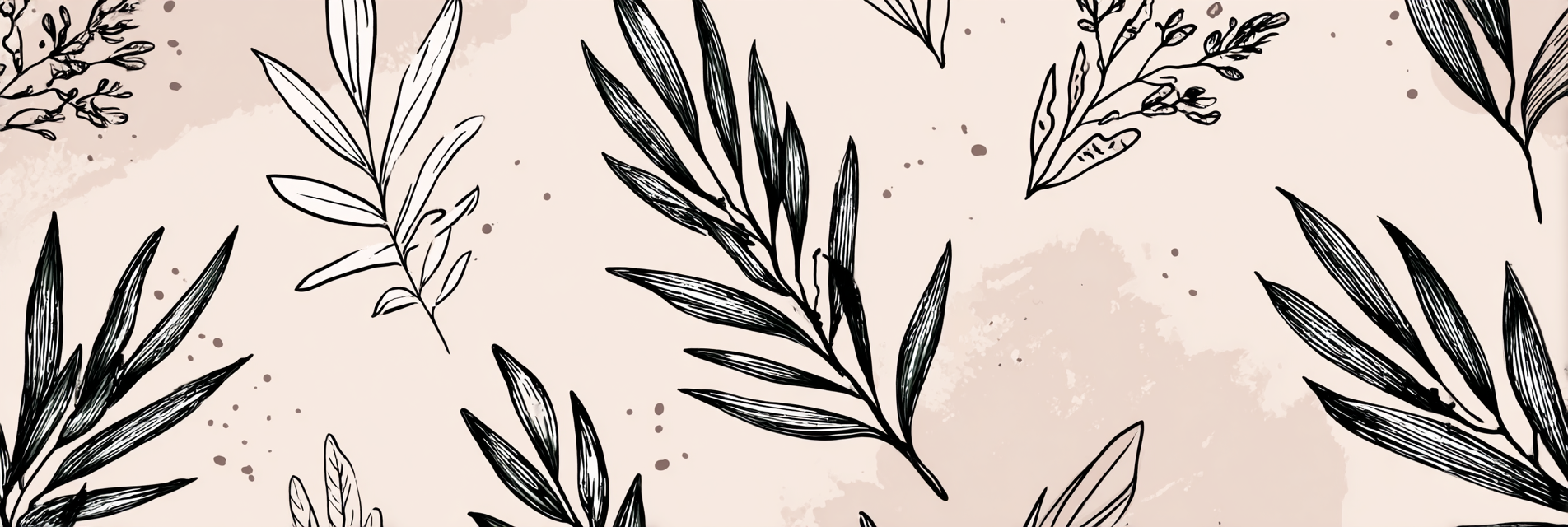 Botanisches Muster Blatt Und Blumen Zeichnung Schwarz Und Weiß | Illustration und Zeichnung | Kunstgattungen