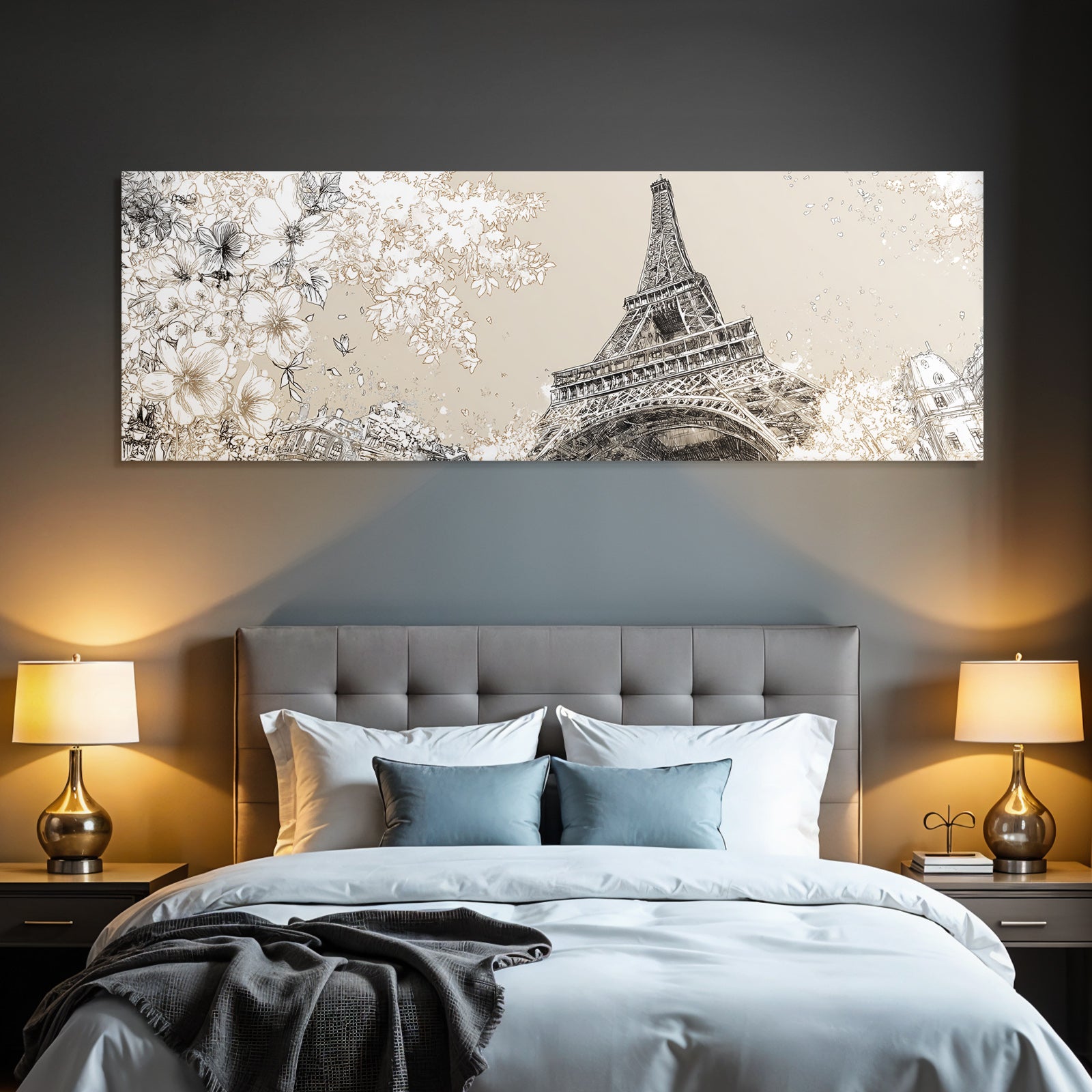 Eiffelturm Mit Blumen Frühlingsdekor Kunst Illustration