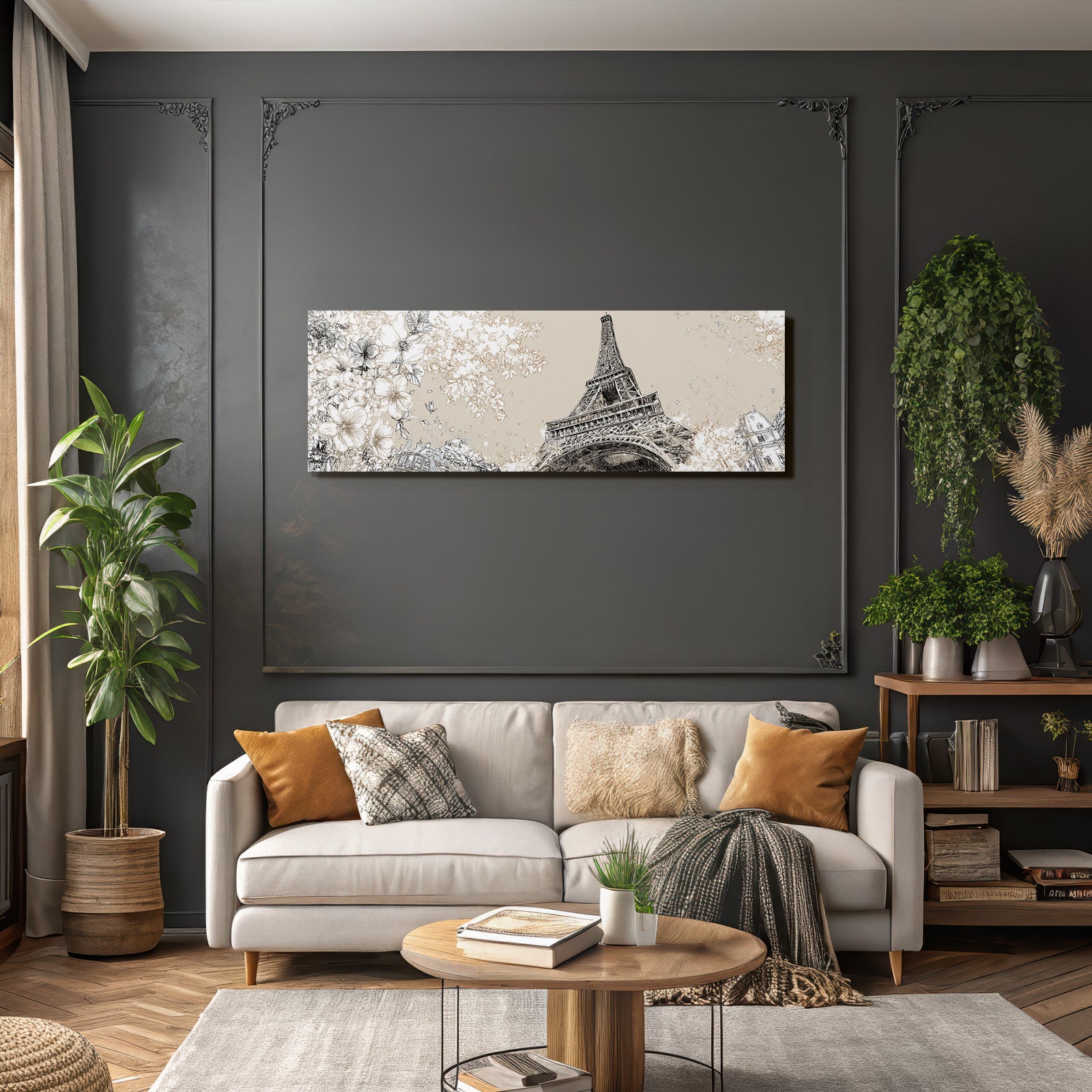 Eiffelturm Mit Blumen Frühlingsdekor Kunst Illustration