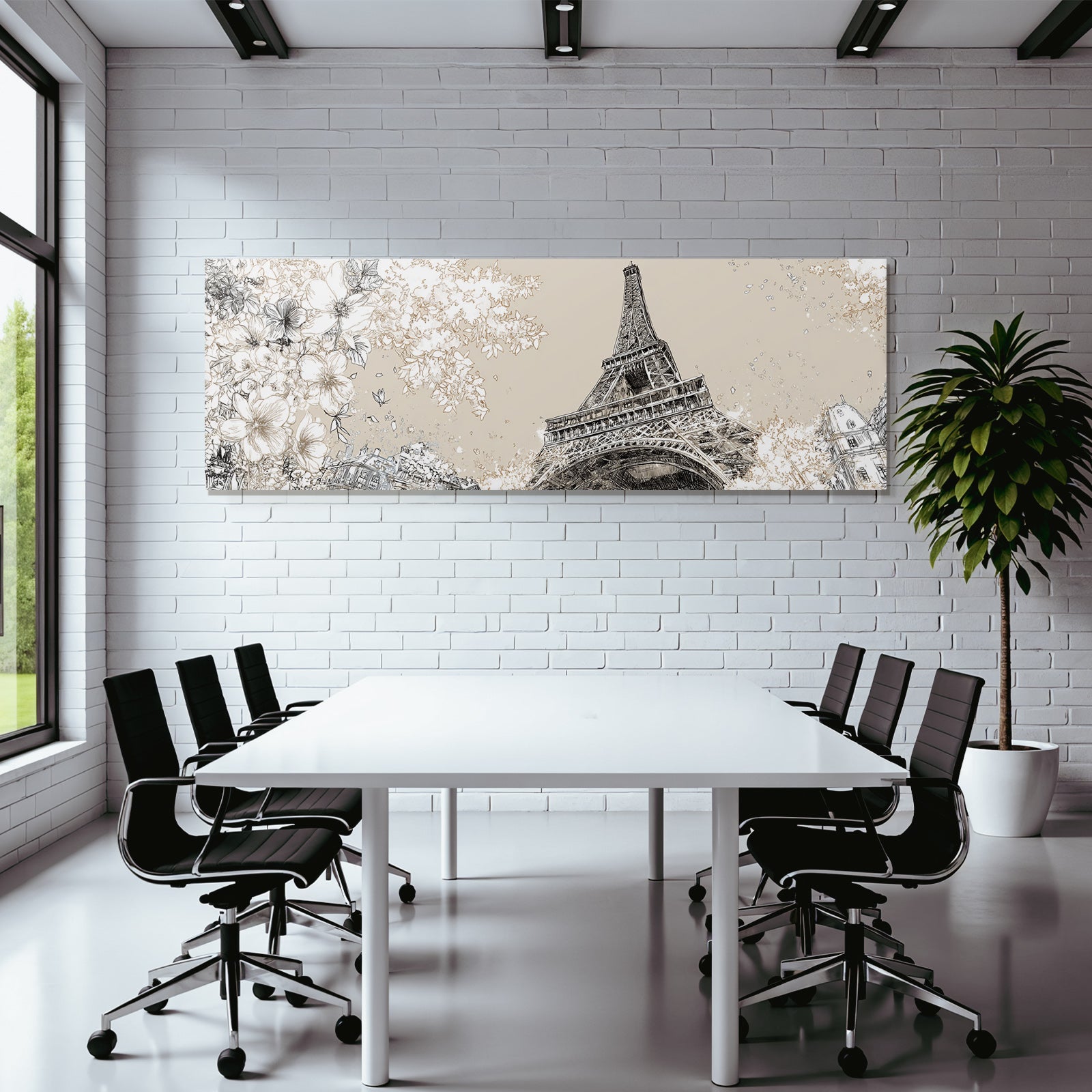 Eiffelturm Mit Blumen Frühlingsdekor Kunst Illustration