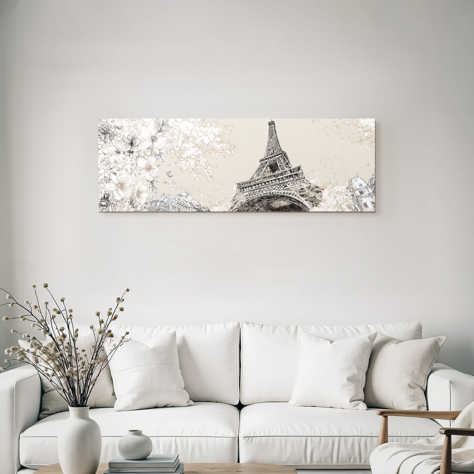 Eiffelturm Mit Blumen Frühlingsdekor Kunst Illustration
