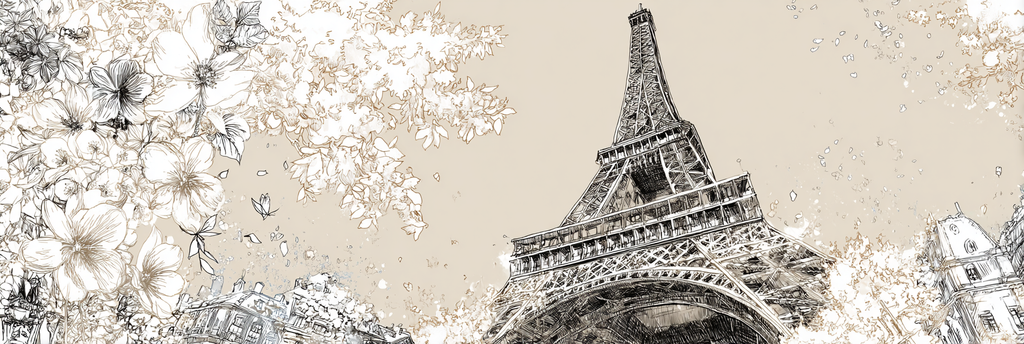 Eiffelturm Mit Blumen Frühlingsdekor Kunst Illustration | Illustration und Zeichnung | Kunstgattungen