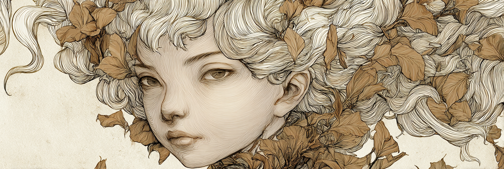 Fließendes Haar Und Blätter Natur Transformation Kunstillustration | Illustration und Zeichnung | Kunstgattungen