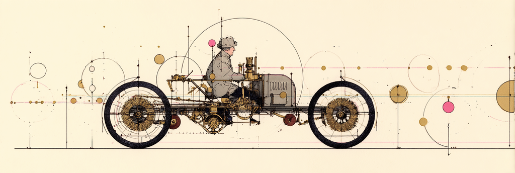 Frühzeitiger Automobil Innovationskunst | Illustration und Zeichnung | Kunstgattungen