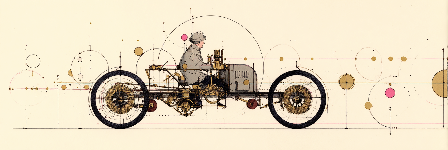Frühzeitiger Automobil Innovationskunst | Illustration und Zeichnung | Kunstgattungen