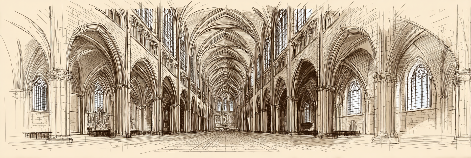 Grandiose Kathedrale Skizze Geverbautes Architektur Elemente | Illustration und Zeichnung | Kunstgattungen