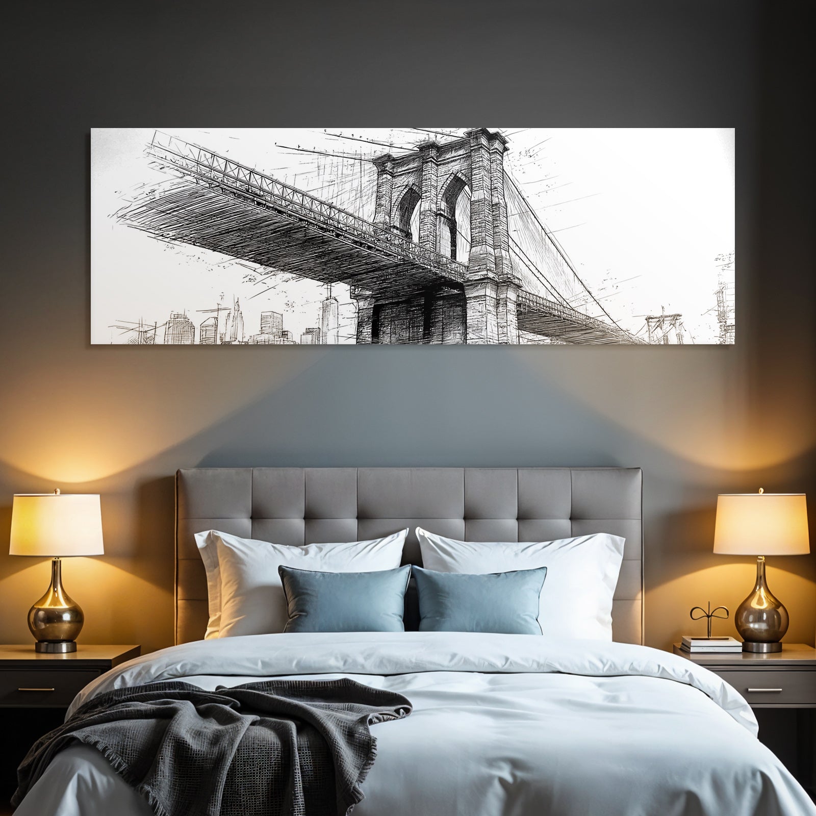 Große Brücke Architektur Skizze Urbanes Landschaft