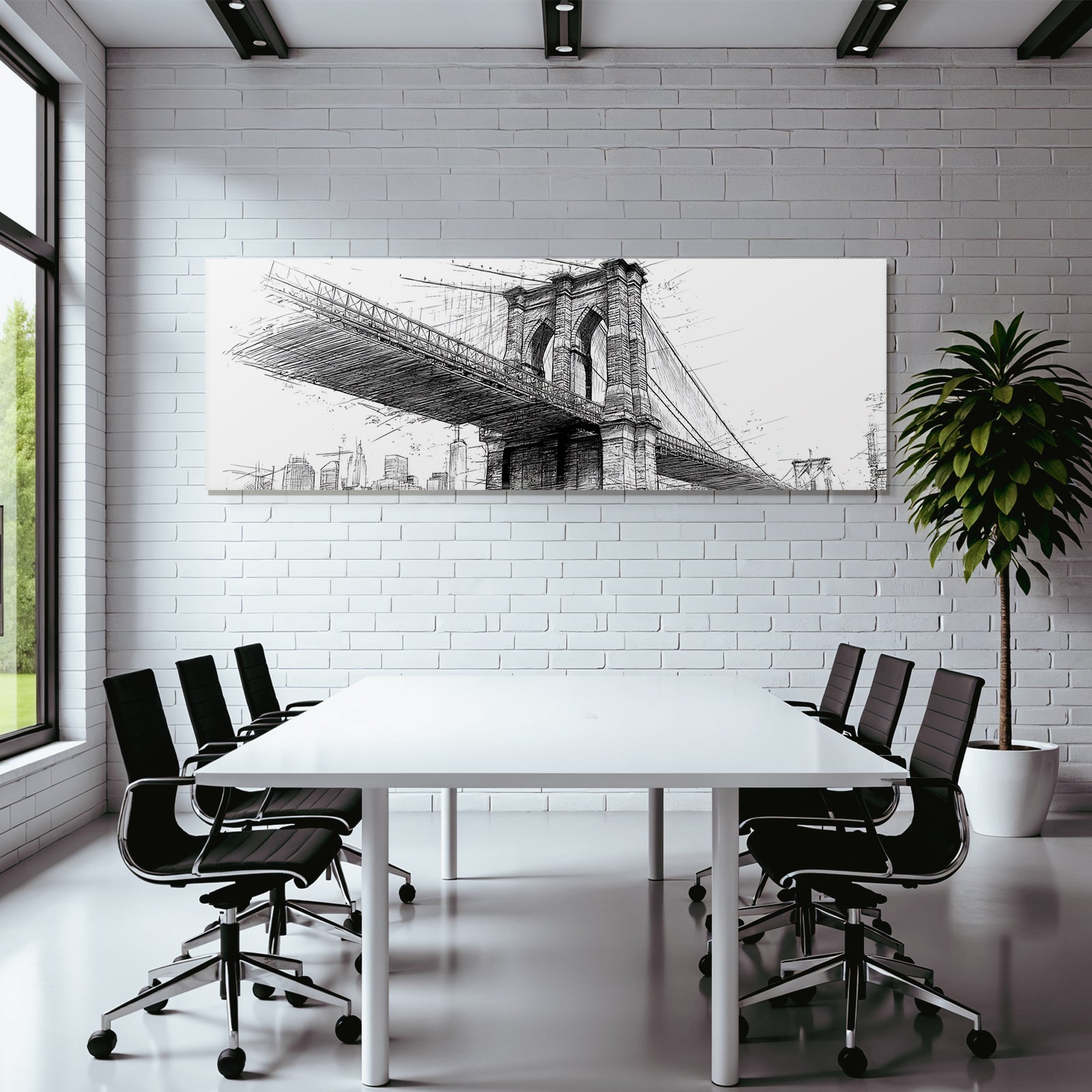 Große Brücke Architektur Skizze Urbanes Landschaft