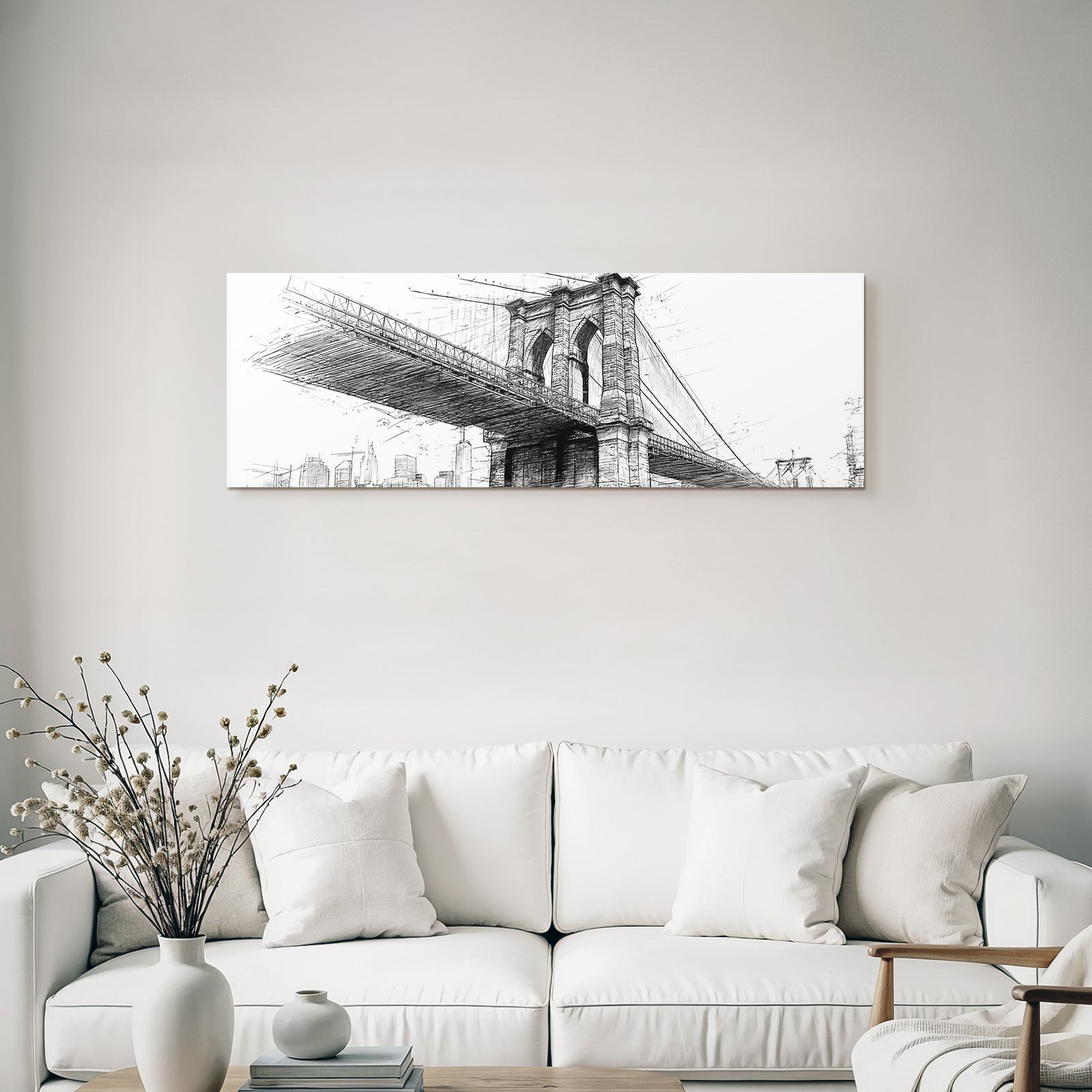 Große Brücke Architektur Skizze Urbanes Landschaft