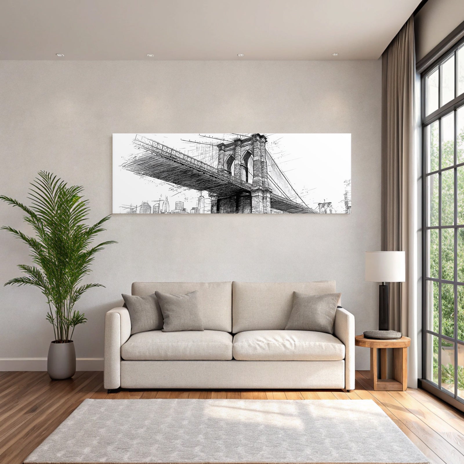 Große Brücke Architektur Skizze Urbanes Landschaft