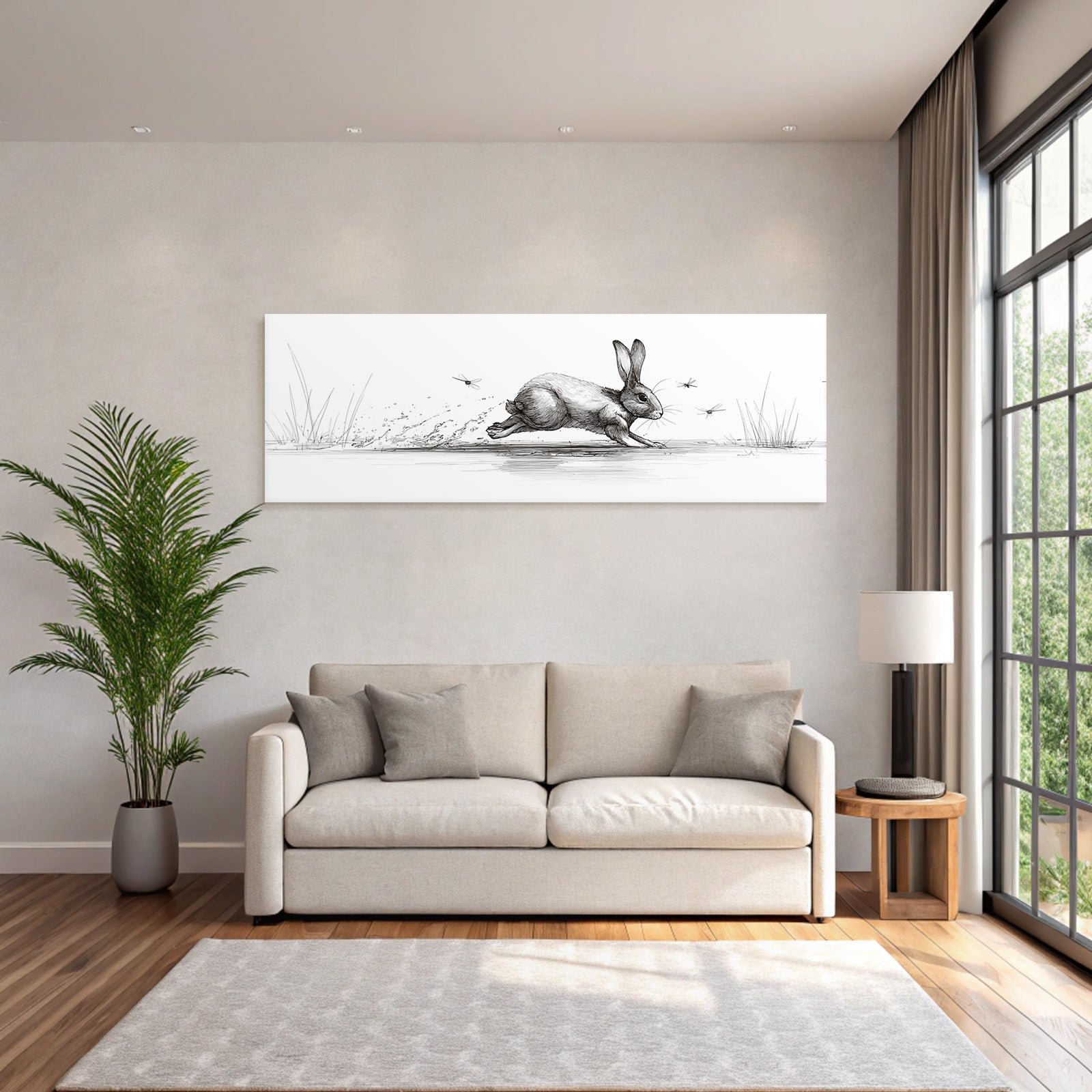 Hase Im Sprung Mit Insekten Und Gras Background