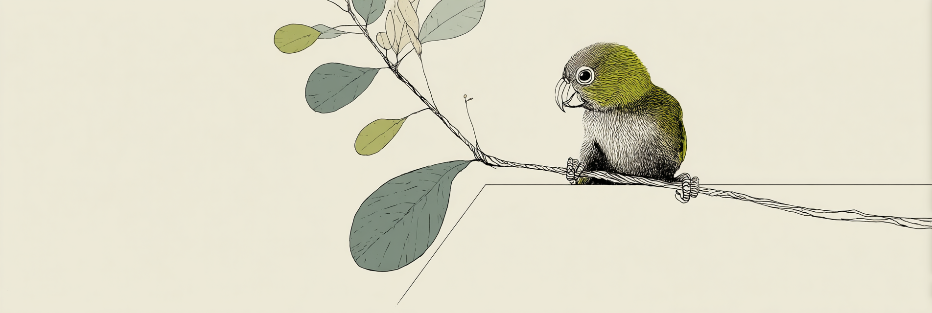 Illustration Vogel Auf Einem Zweig Umgeben Von Blättern Minimalistisch | Illustration und Zeichnung | Kunstgattungen