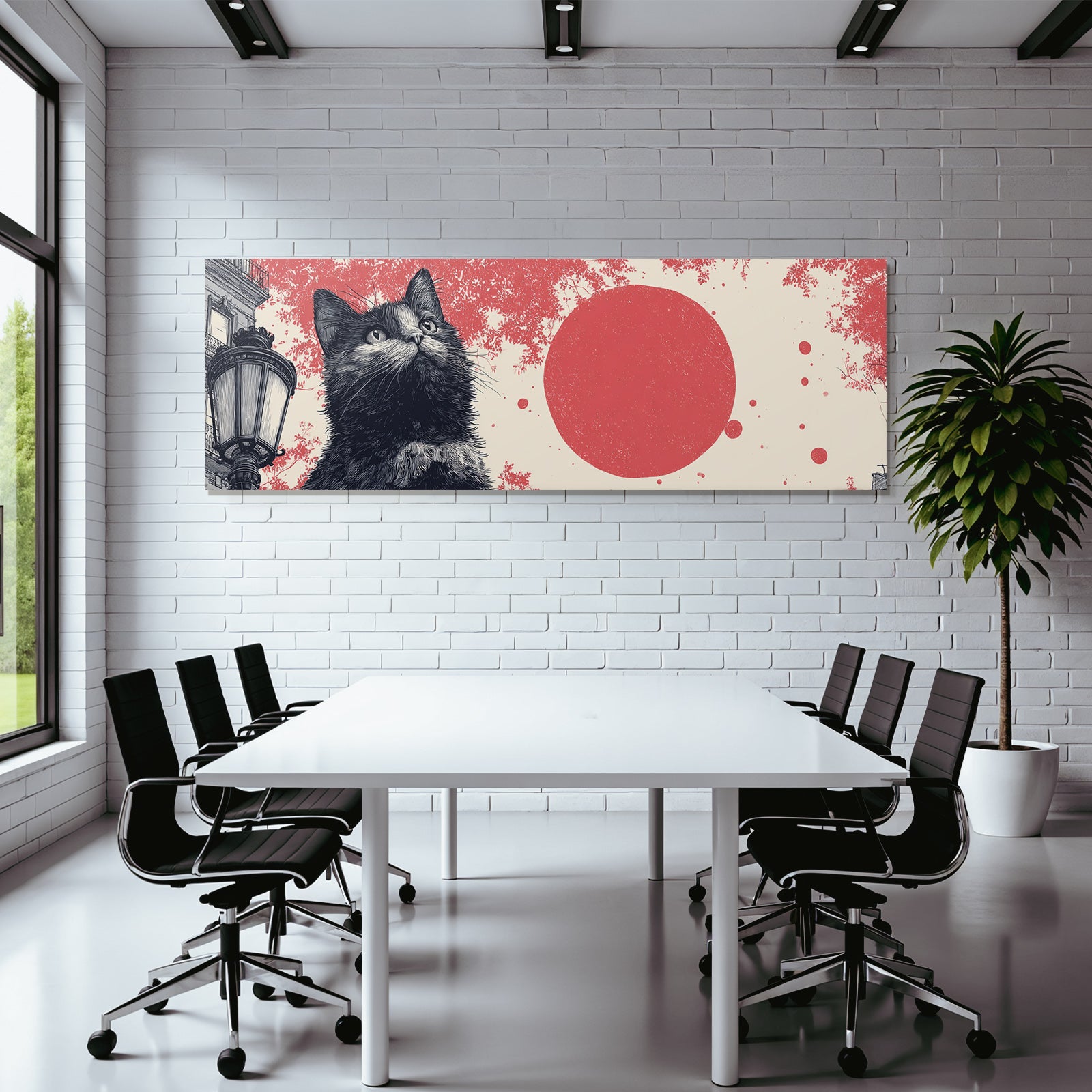 Katze Nahaufnahme Kunstvolle Illustration Mit Farbe Und Floralen Motiven