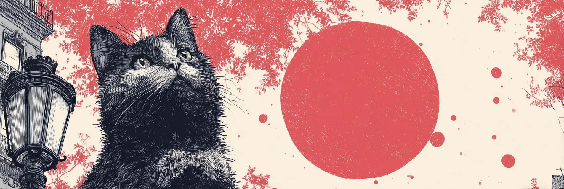 Katze Nahaufnahme Kunstvolle Illustration Mit Farbe Und Floralen Motiven | Illustration und Zeichnung | Kunstgattungen