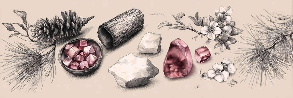 Künstlerische Anordnung Natur Elemente Tannenzapfen Rinde Stein Blumen | Illustration und Zeichnung | Kunstgattungen