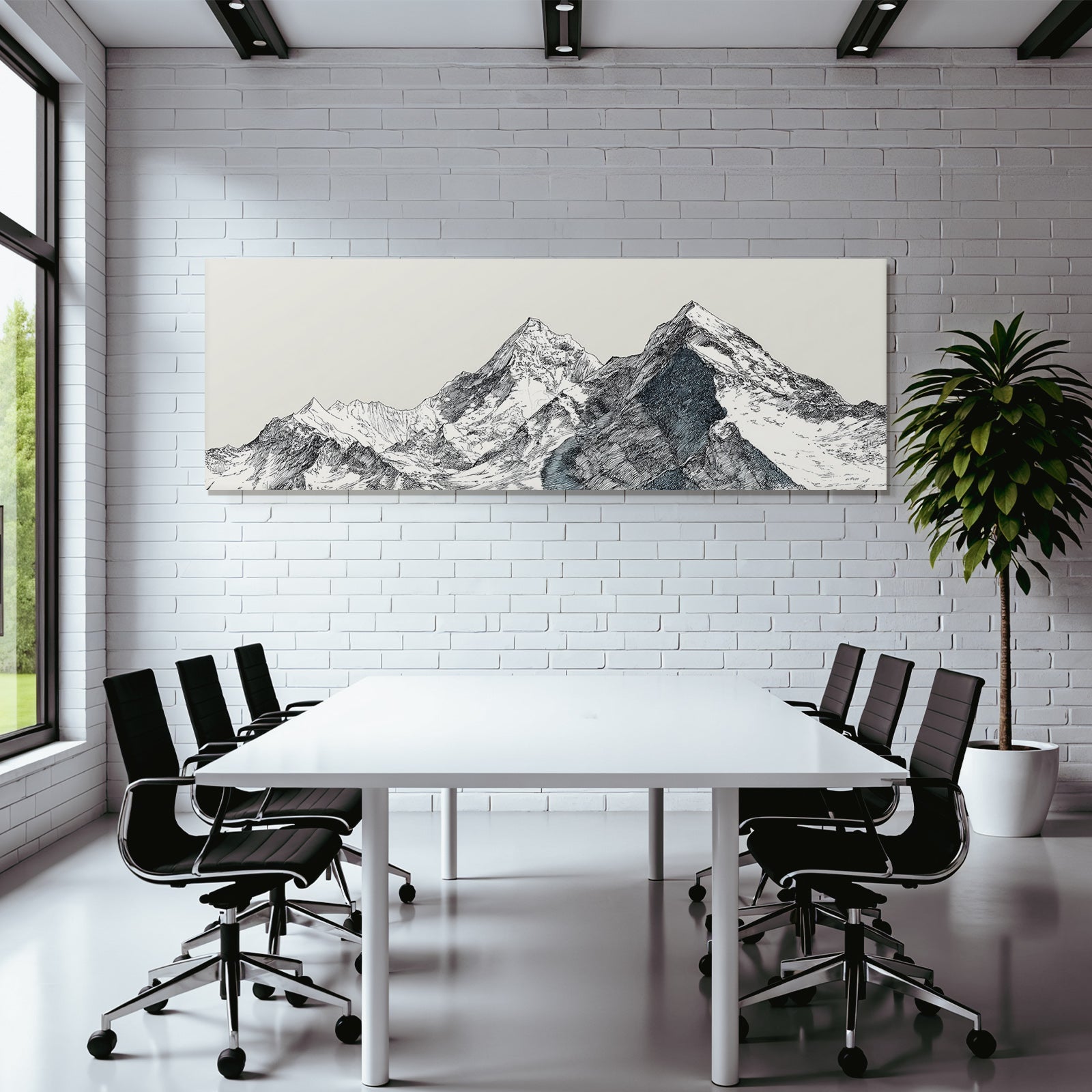 Künstlerische Illustration Von Bergen Schattierung Minimalistische Farbpalette