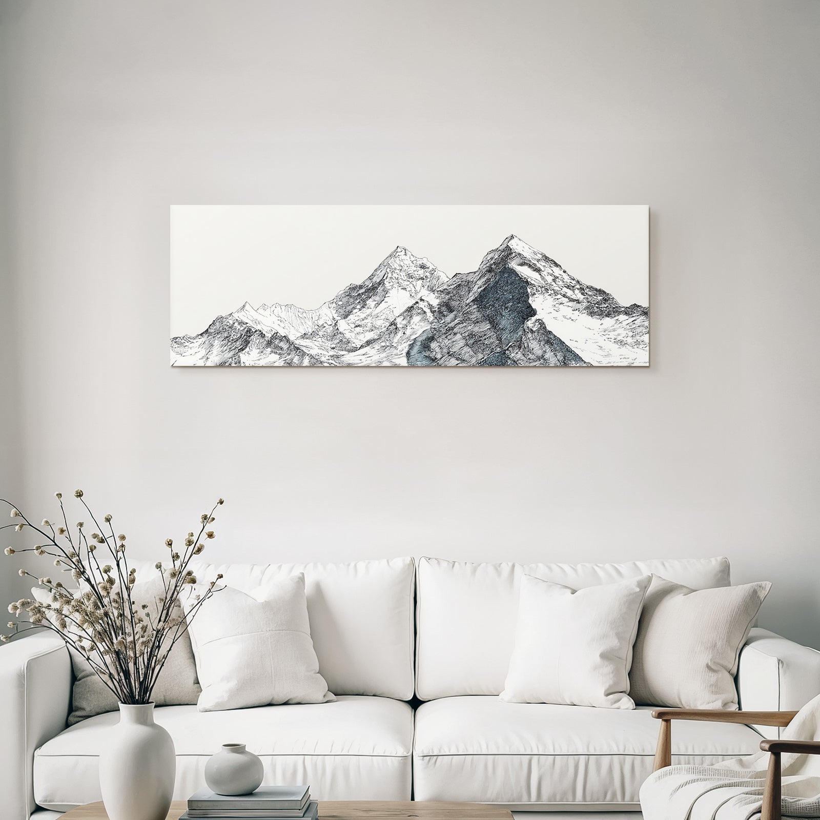 Künstlerische Illustration Von Bergen Schattierung Minimalistische Farbpalette