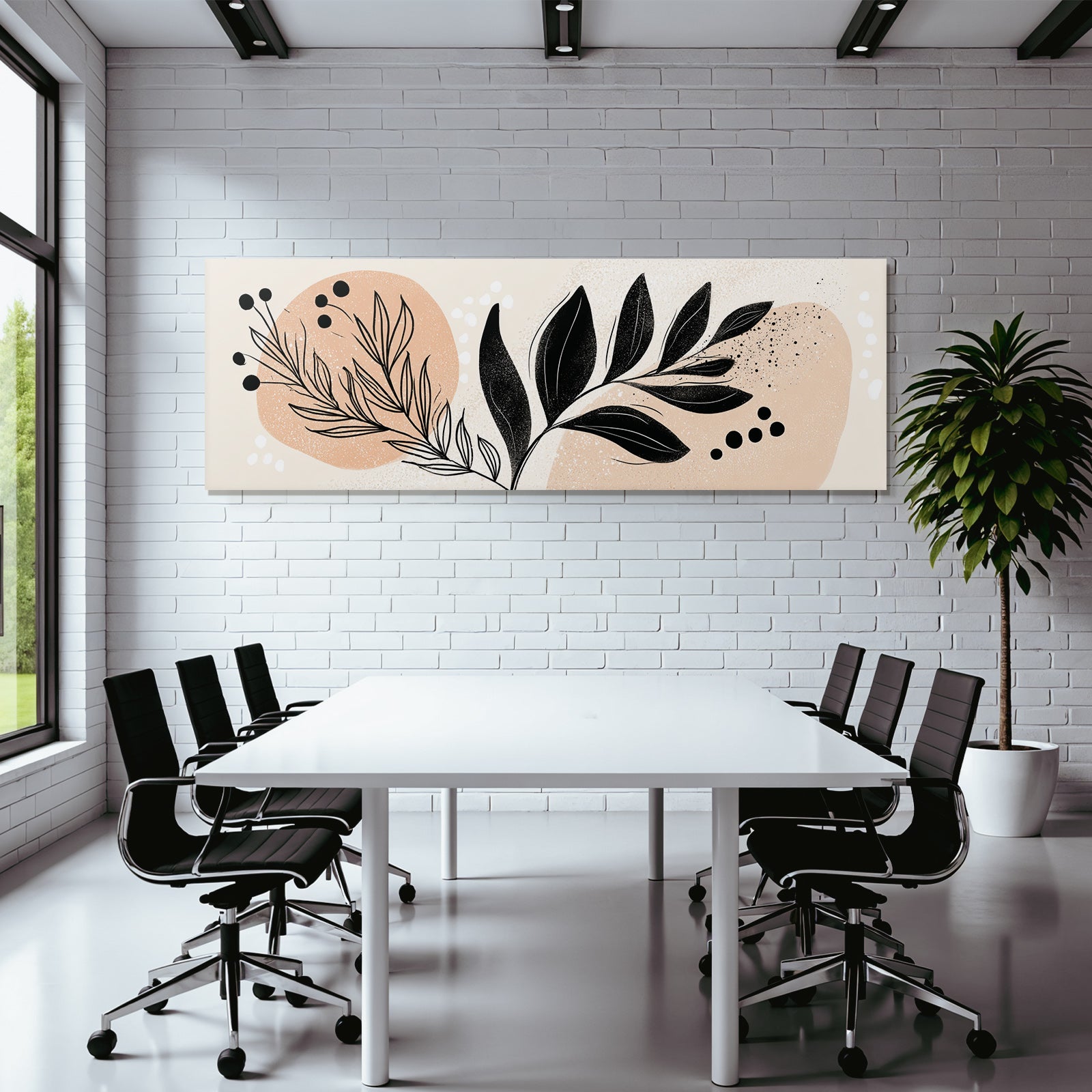 Minimalistische Blattillustration Mit Peach Und Beige Hintergrund