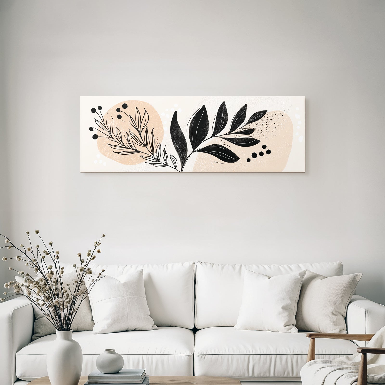 Minimalistische Blattillustration Mit Peach Und Beige Hintergrund