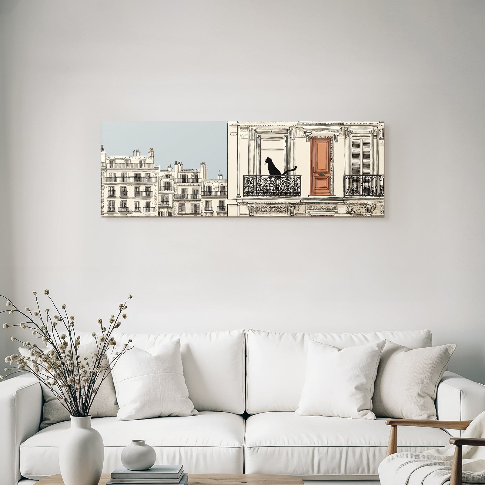 Parisian Stadtlandschaft Mit Katze Auf Balcony