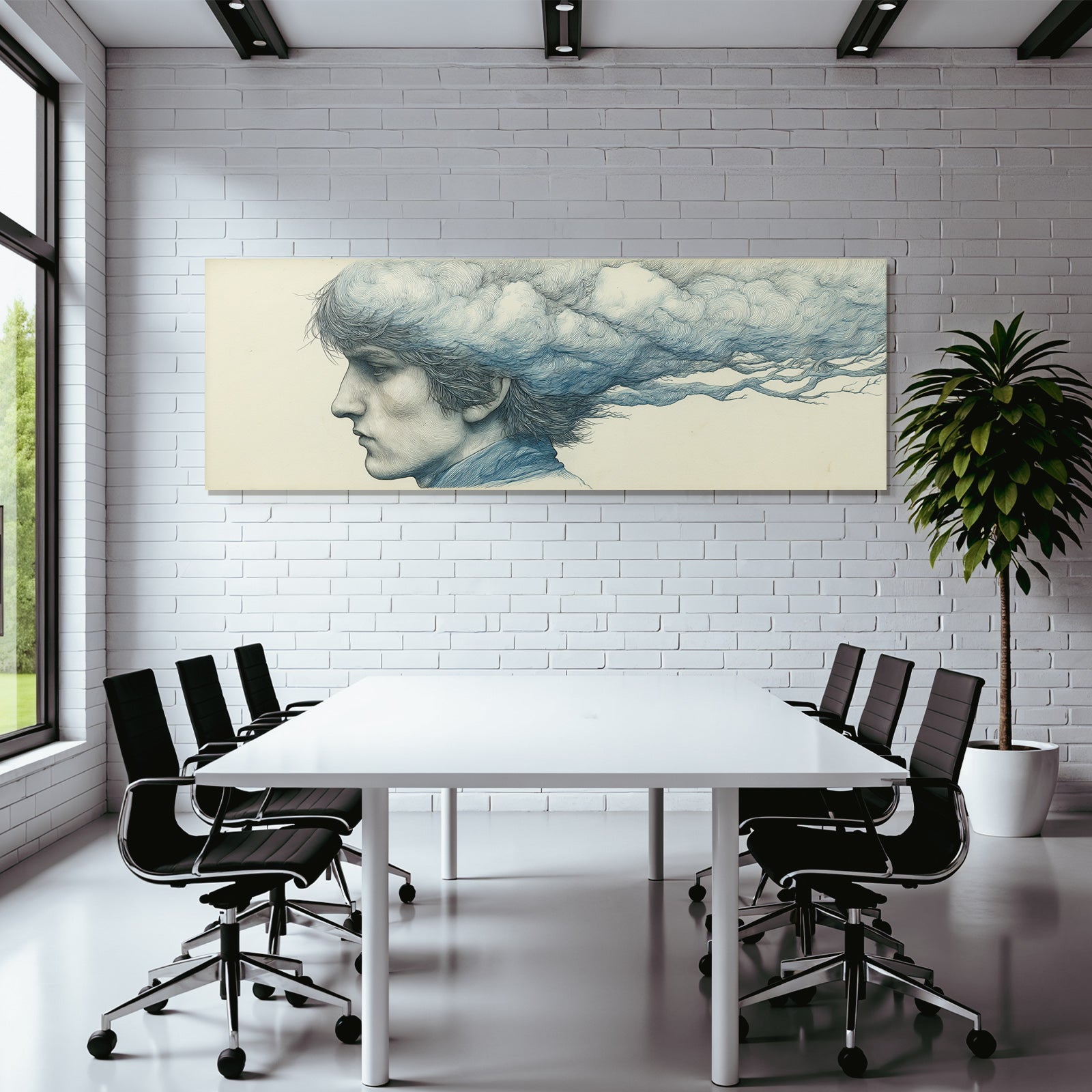 Personenprofil Haar Wolken Und Zweige Surreal Art