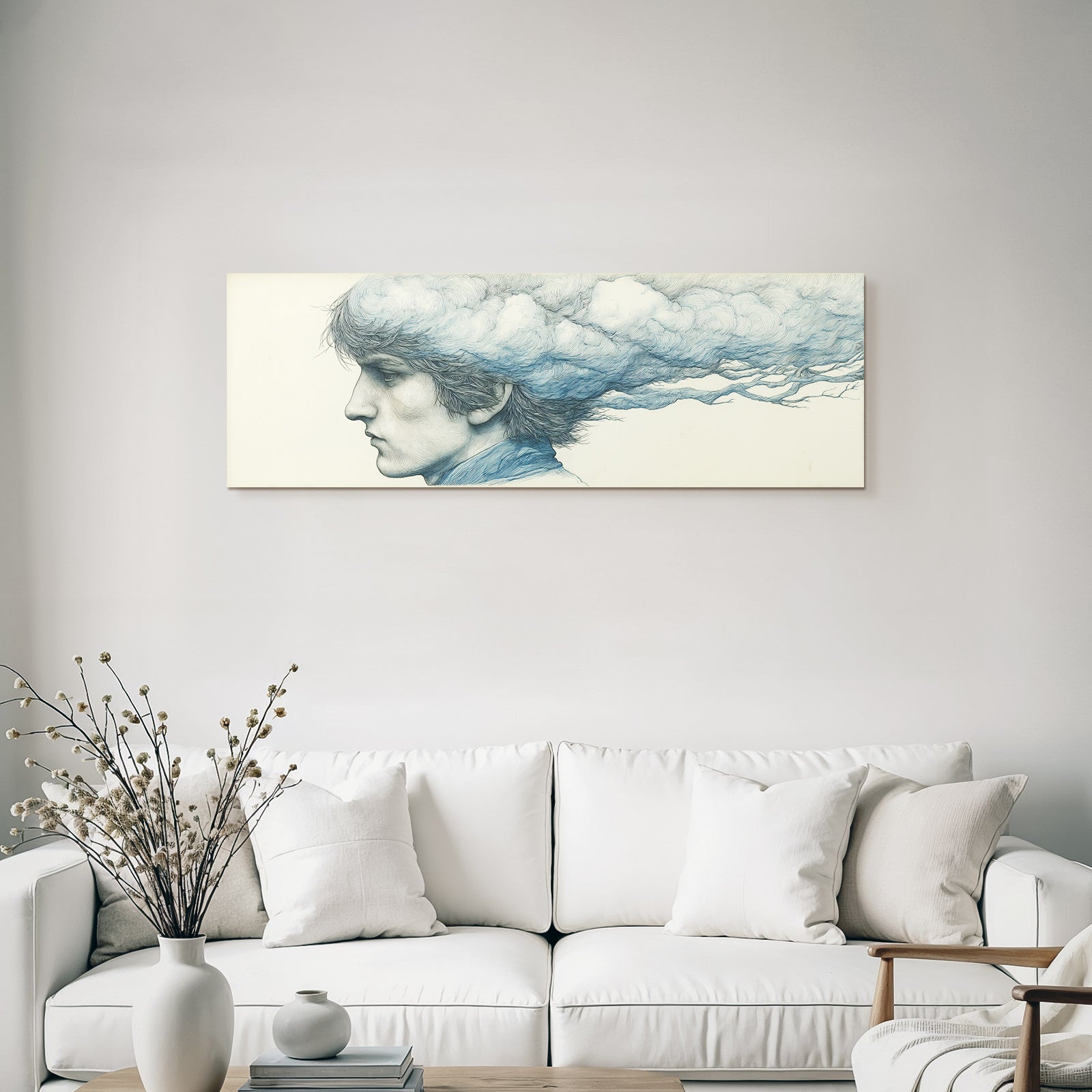 Personenprofil Haar Wolken Und Zweige Surreal Art