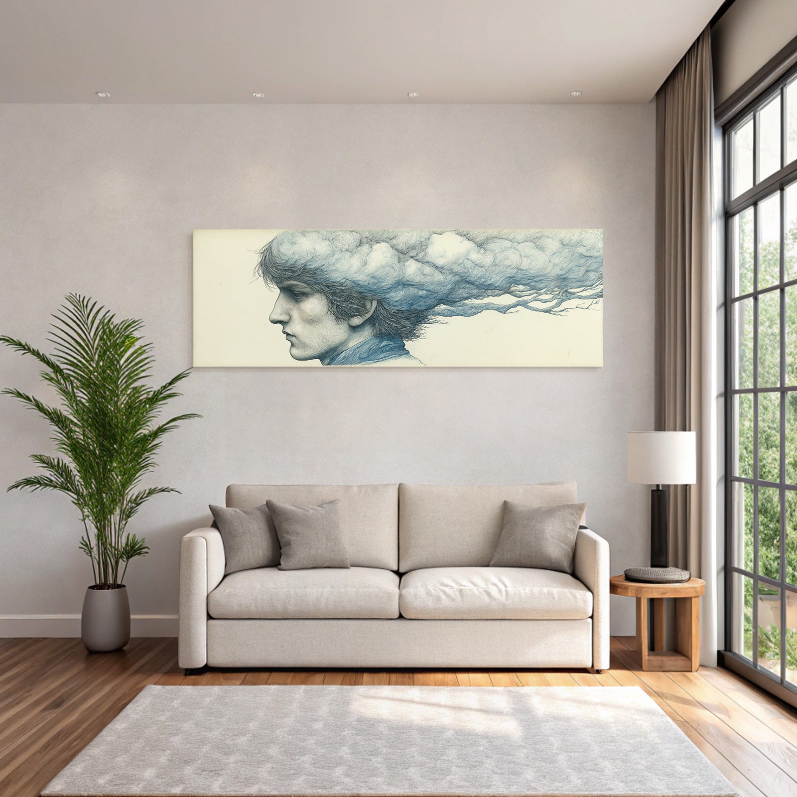 Personenprofil Haar Wolken Und Zweige Surreal Art