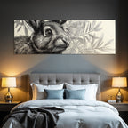 Rabbit Mit Details Von Fell Und Gesicht Und Blatter Im Hintergrund