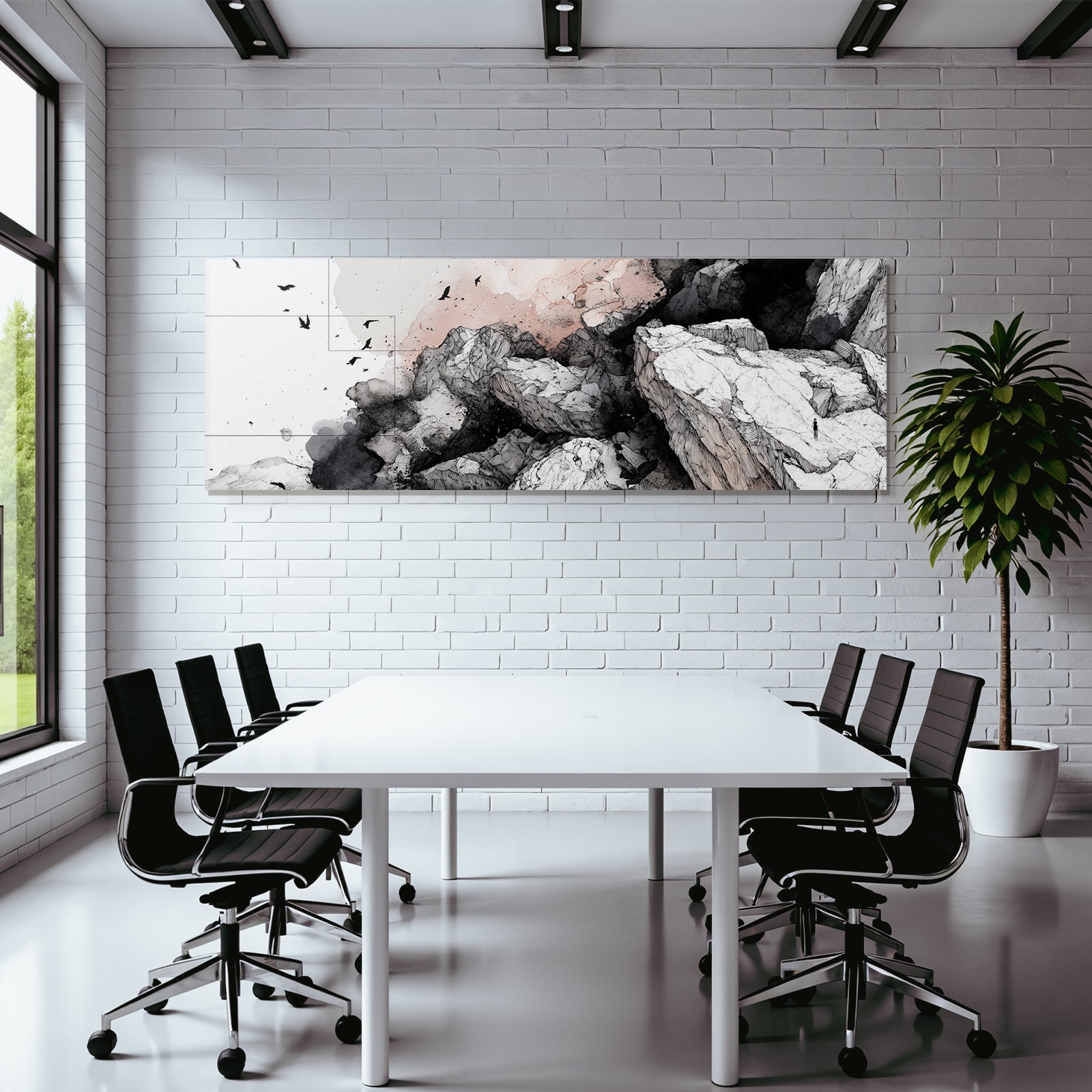 Rugged Landscape Vogel Illustration Aquarell Hintergrund