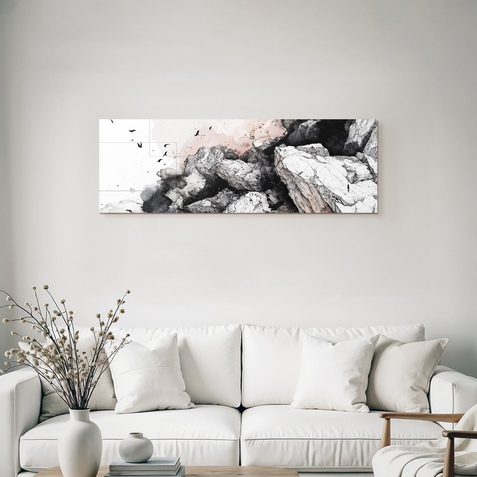 Rugged Landscape Vogel Illustration Aquarell Hintergrund