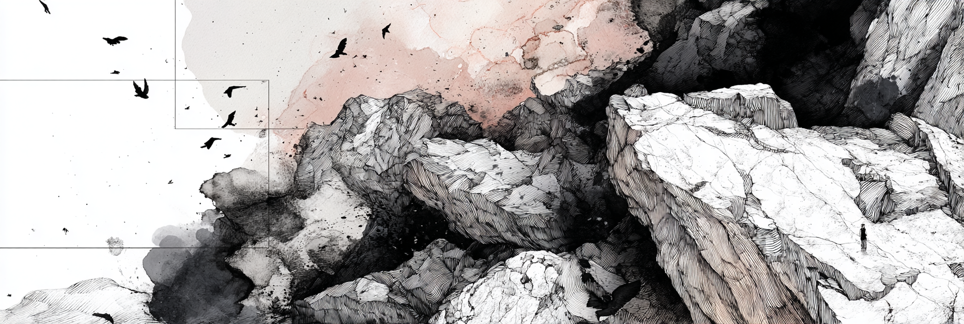 Rugged Landscape Vogel Illustration Aquarell Hintergrund | Illustration und Zeichnung | Kunstgattungen
