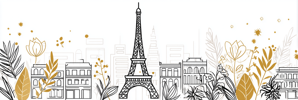 Stadt Silhoütte Mit Eiffel Turm Kunstwerk Goldakzente | Illustration und Zeichnung | Kunstgattungen