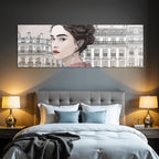 Stylische Frau Elegante Architektur Stadtleben