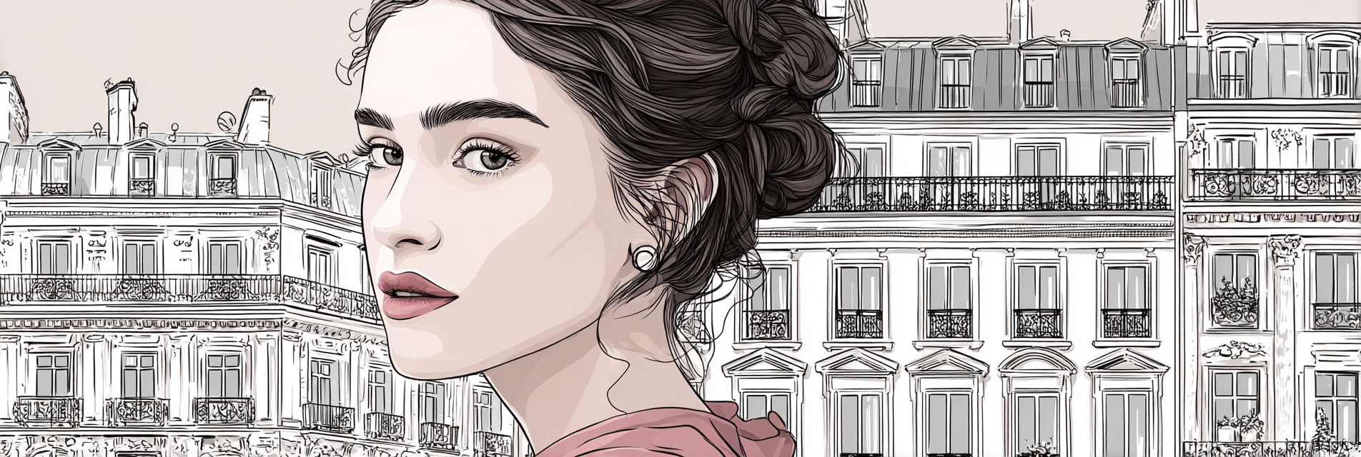 Stylische Frau Elegante Architektur Stadtleben | Illustration und Zeichnung | Kunstgattungen
