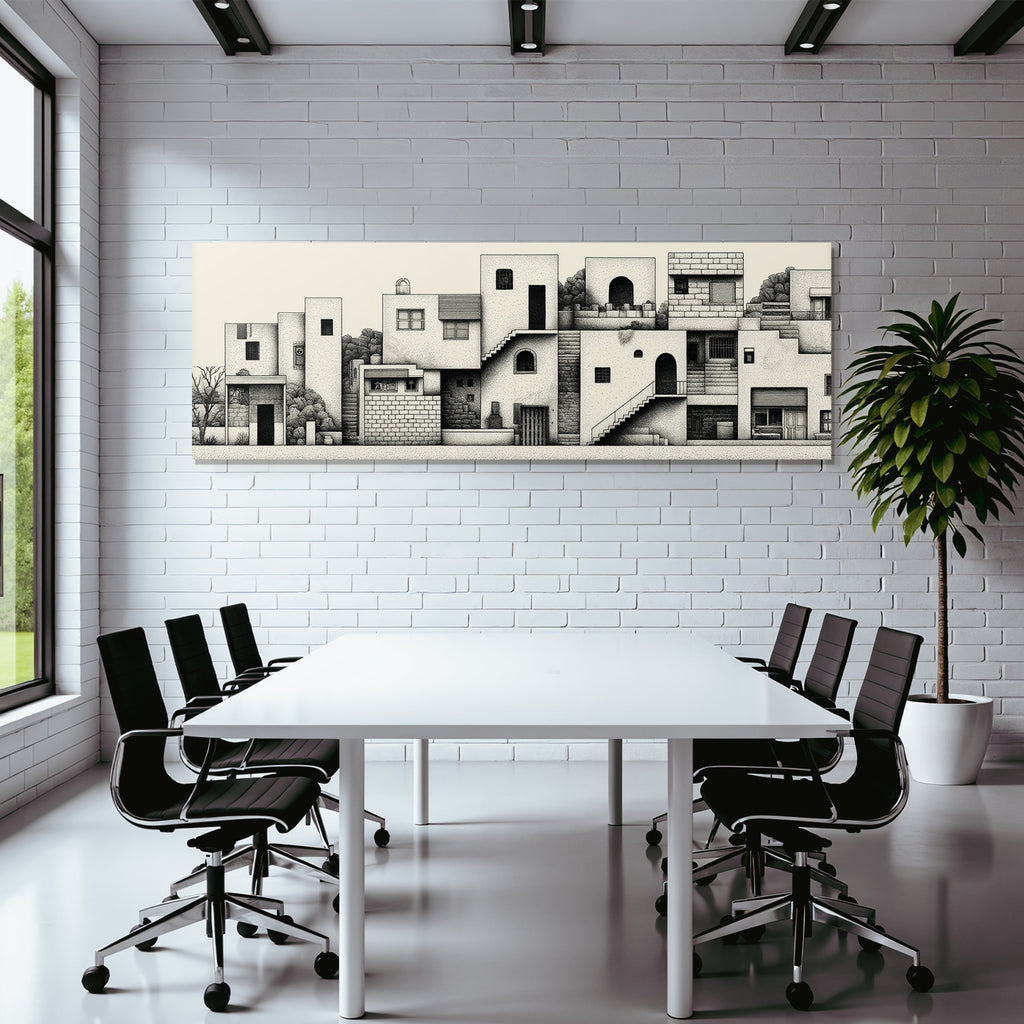 Stylisierte Hausarchitektur Dot Stippling Illustration