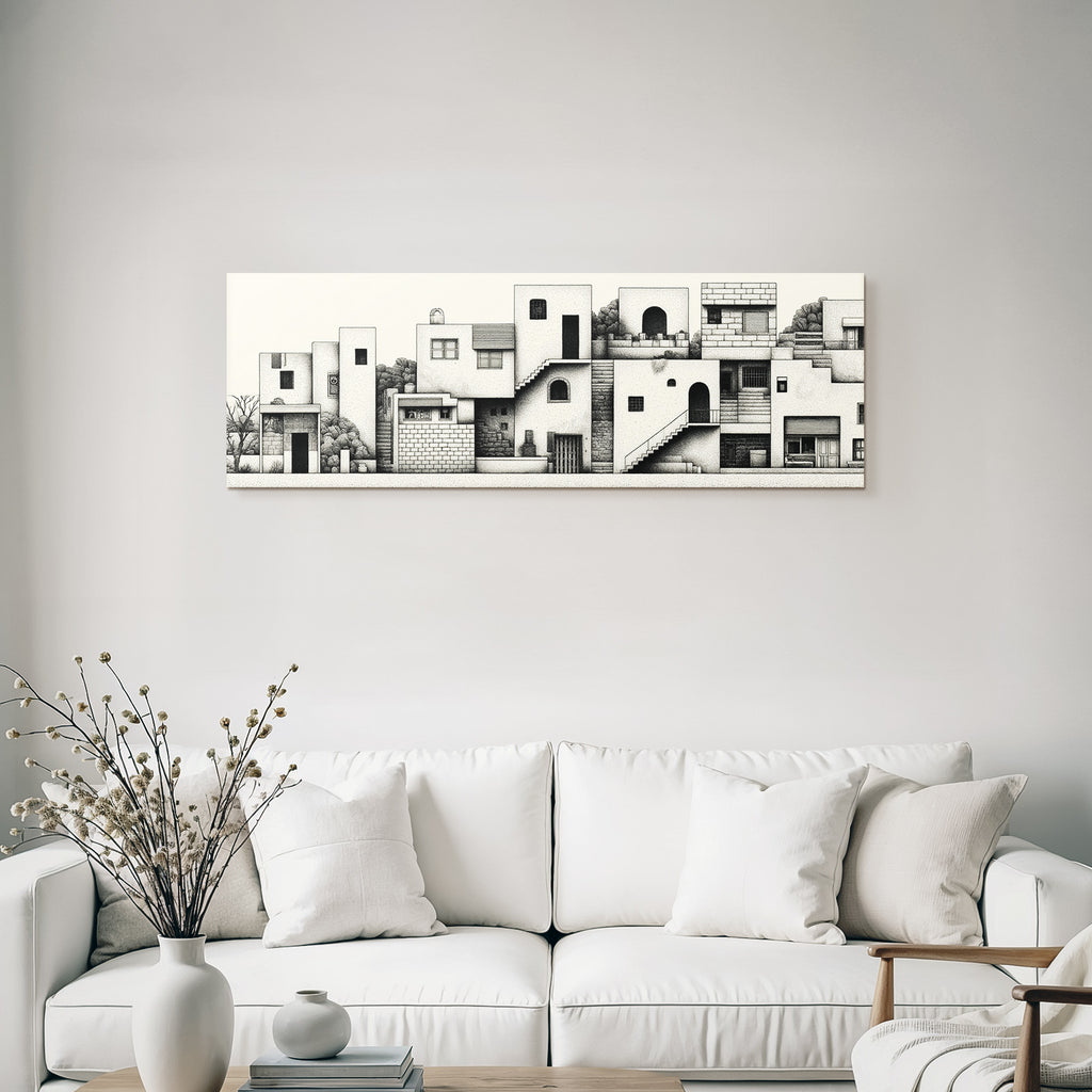 Stylisierte Hausarchitektur Dot Stippling Illustration