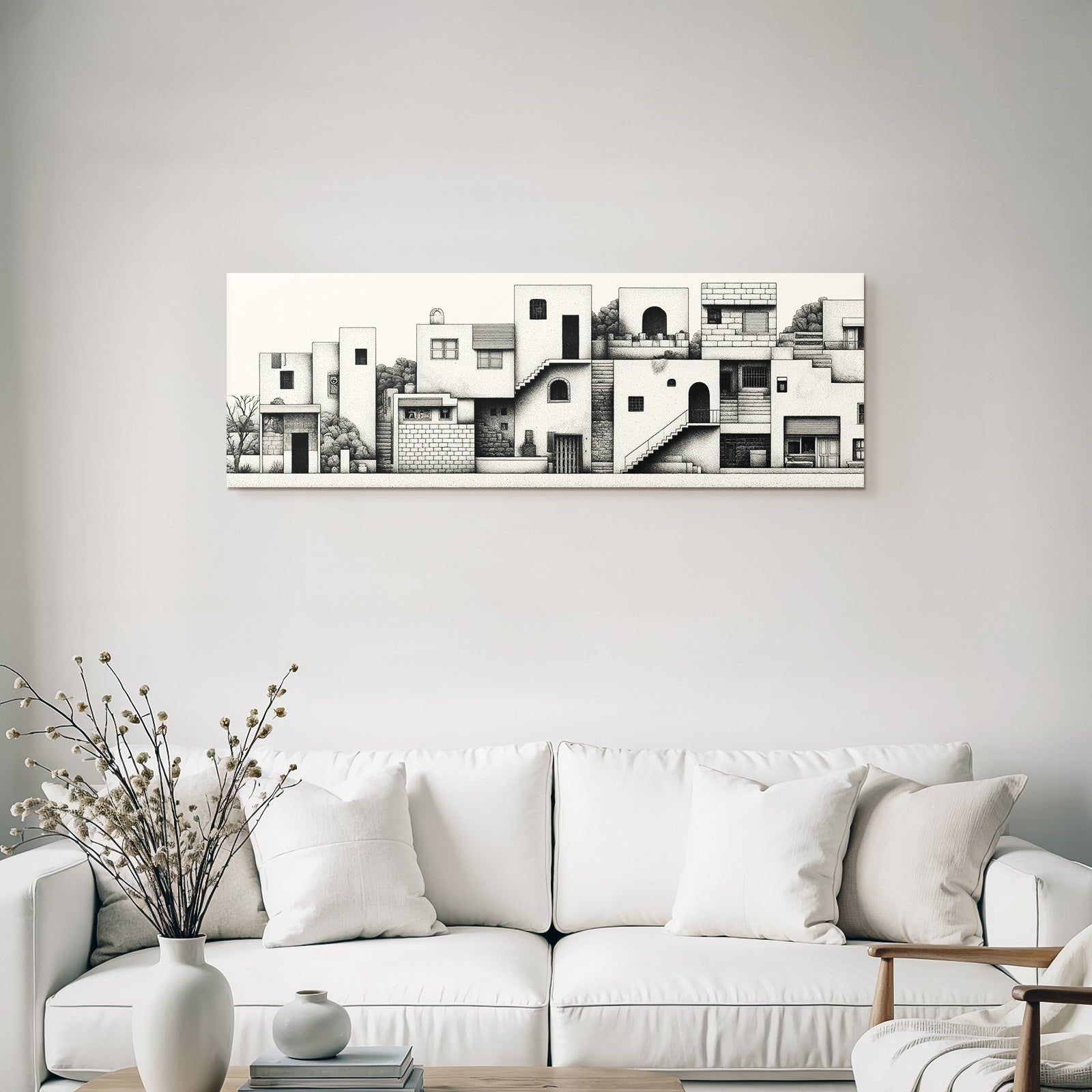 Stylisierte Hausarchitektur Dot Stippling Illustration