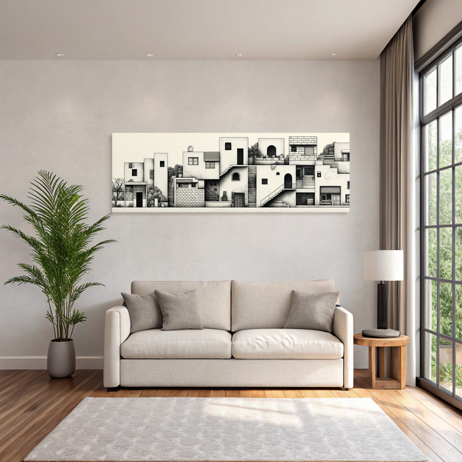 Stylisierte Hausarchitektur Dot Stippling Illustration