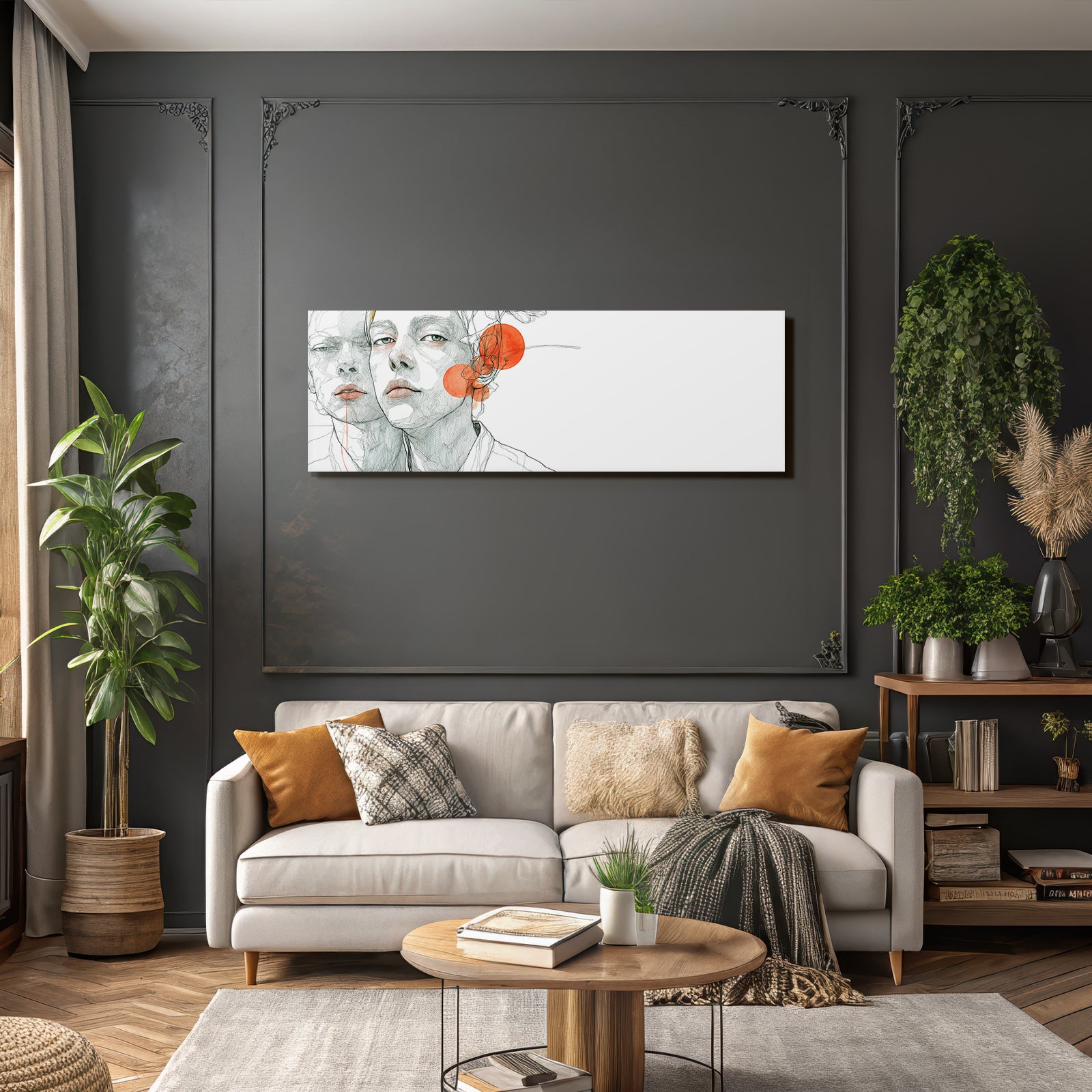 Stylisierte Illustration Von Gesichtern Mit Abstrakten Elementen