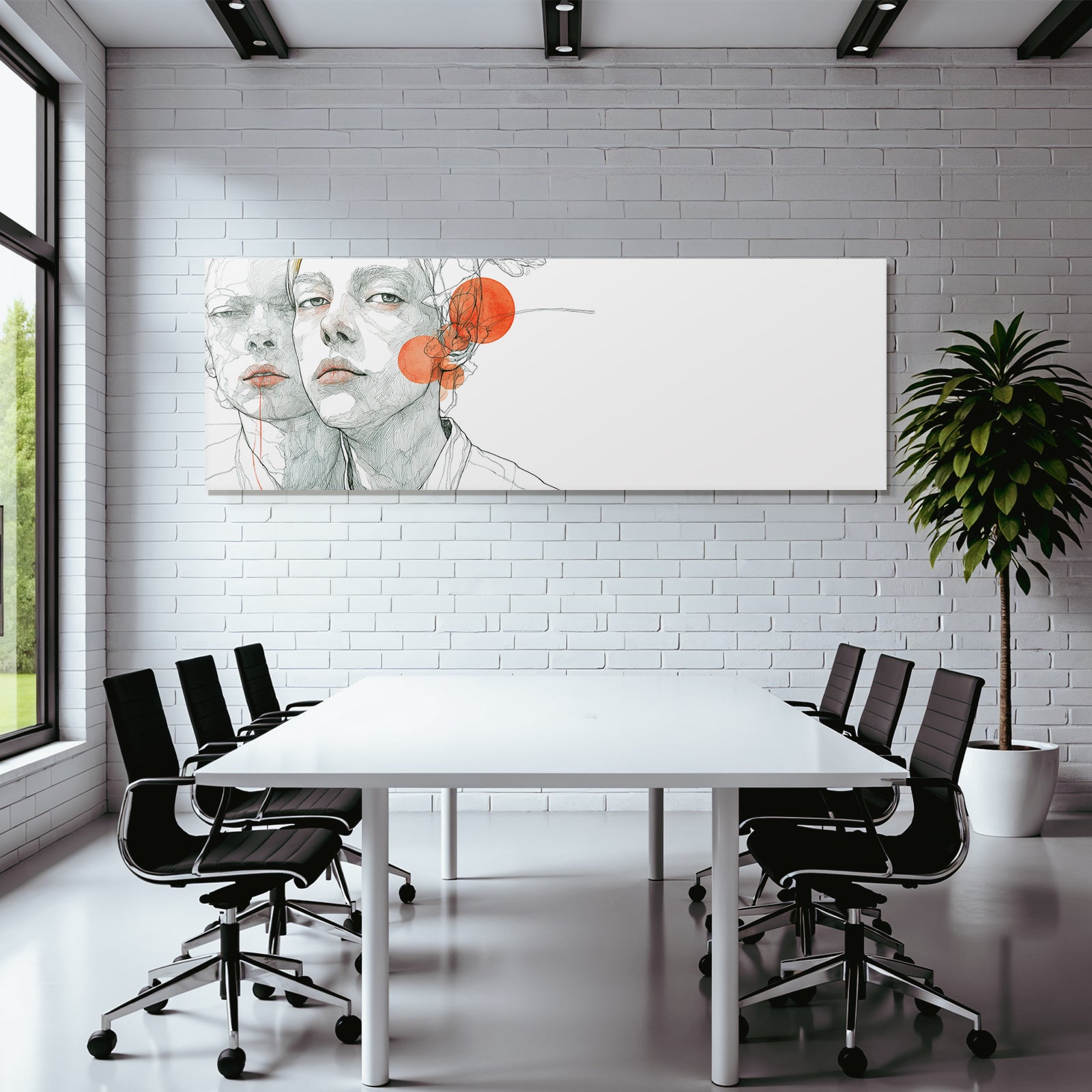 Stylisierte Illustration Von Gesichtern Mit Abstrakten Elementen