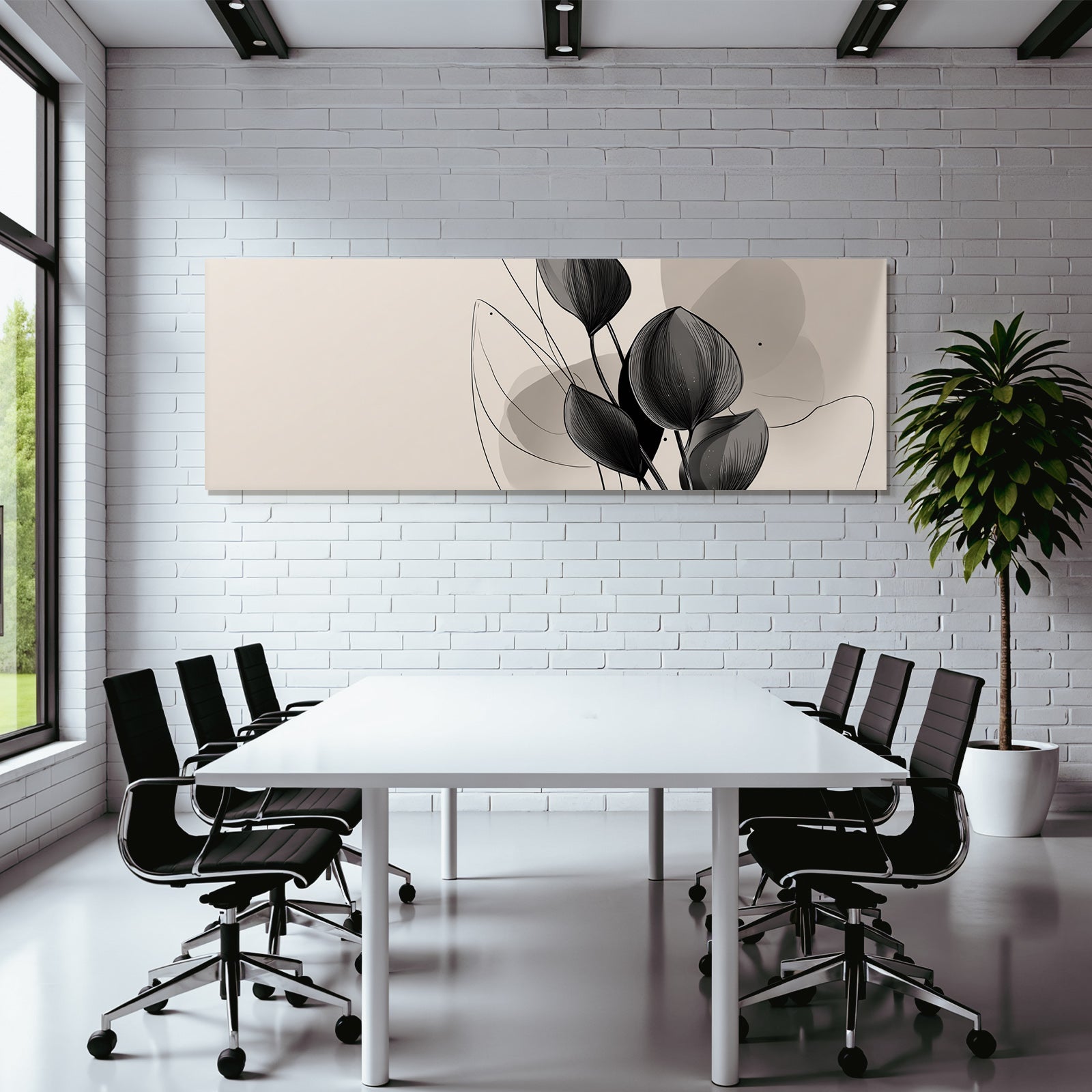 Stylisierte Minimalistische Illustration Von Blättern Auf Hintergrund