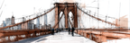 Stylisierte Skizze Von Der Brooklyn Bridge Mit Stadtansicht | Illustration und Zeichnung | Kunstgattungen