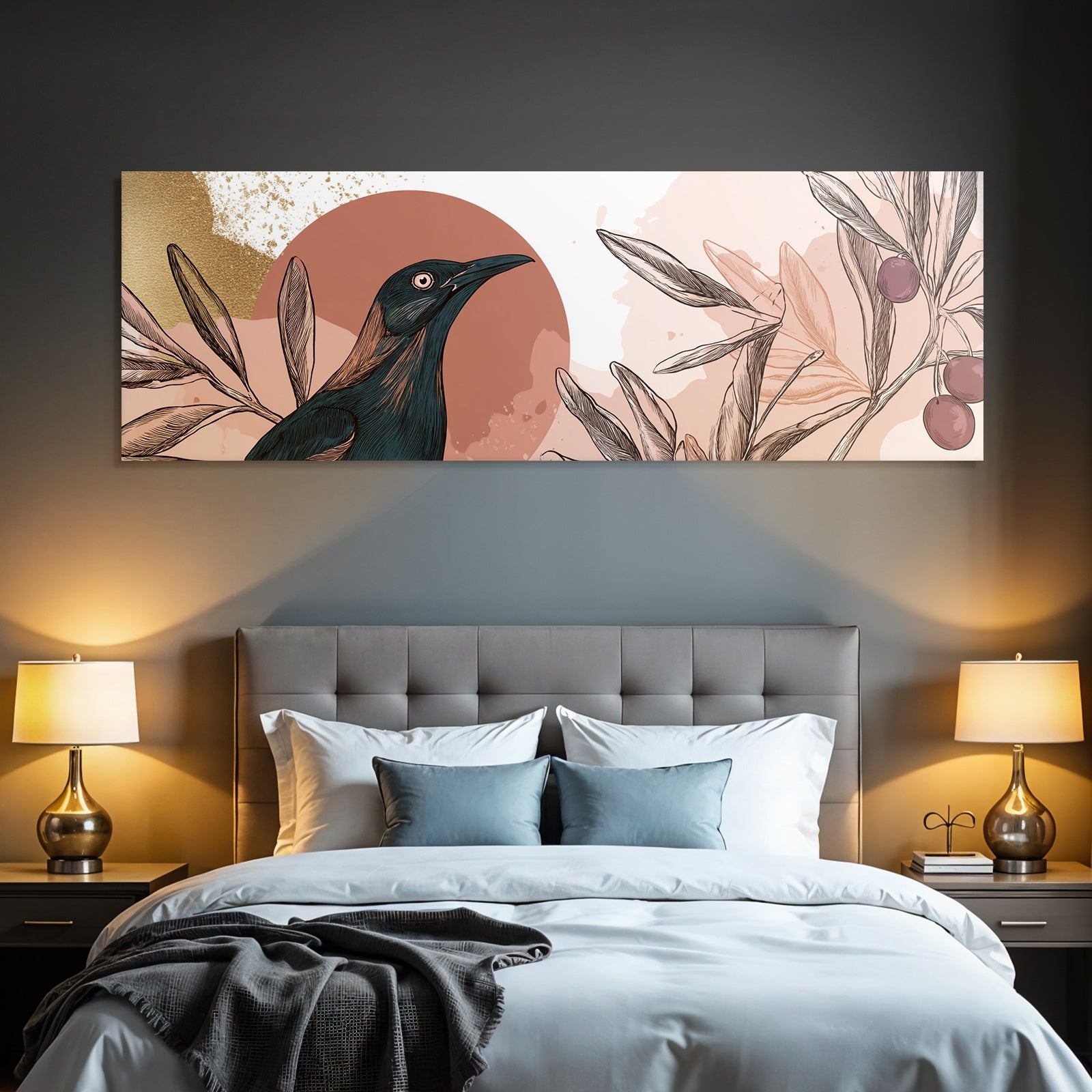 Vogel Im Abstracten Floralen Hintergrund