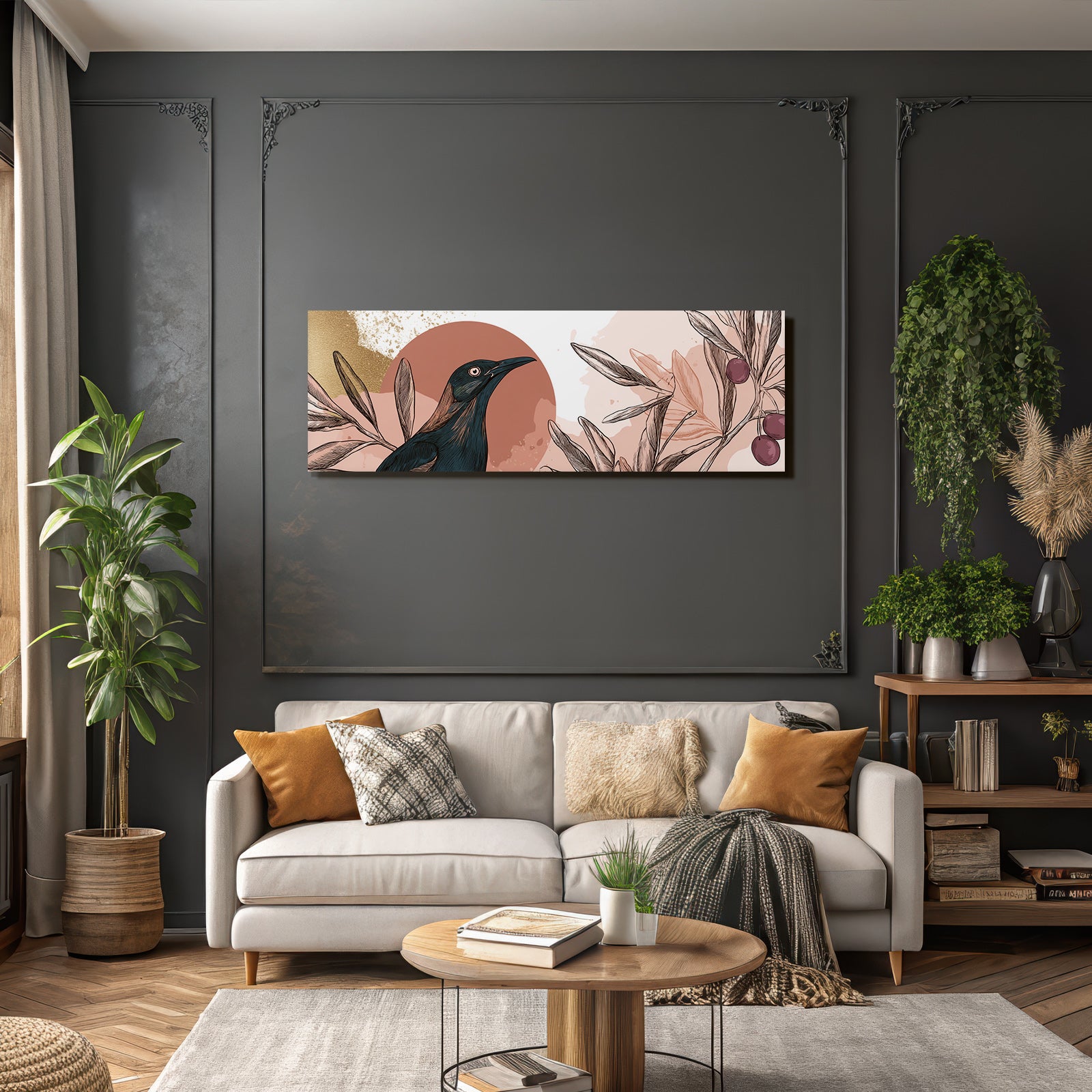 Vogel Im Abstracten Floralen Hintergrund