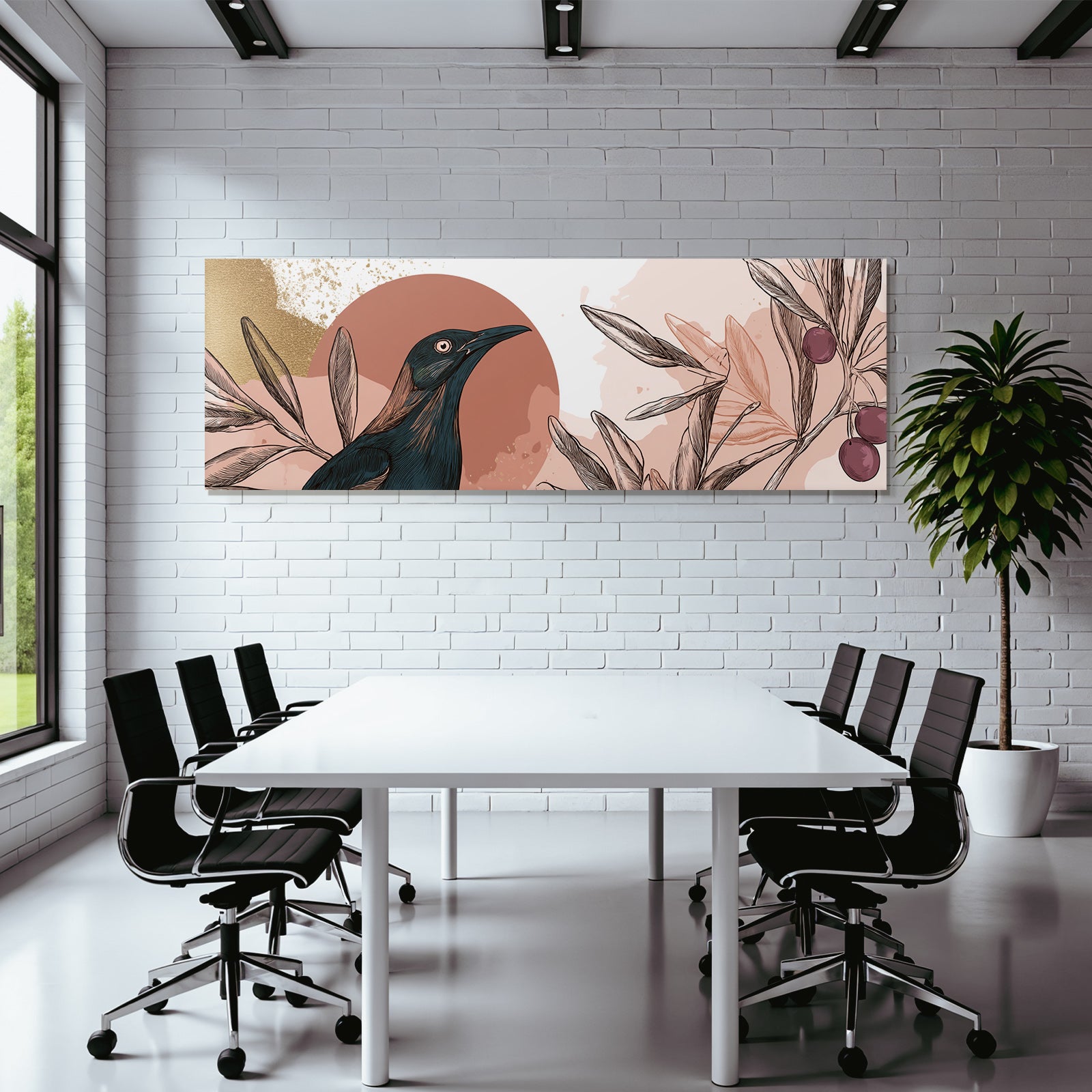 Vogel Im Abstracten Floralen Hintergrund