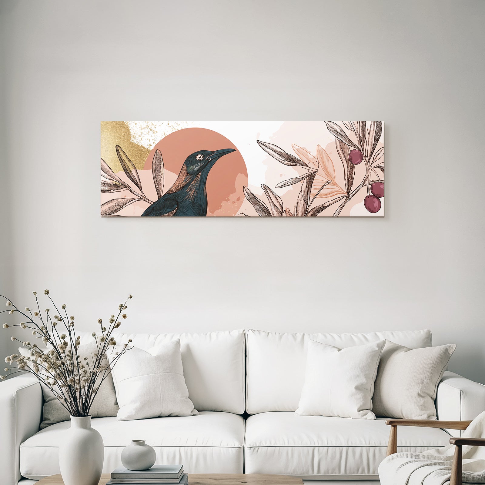 Vogel Im Abstracten Floralen Hintergrund