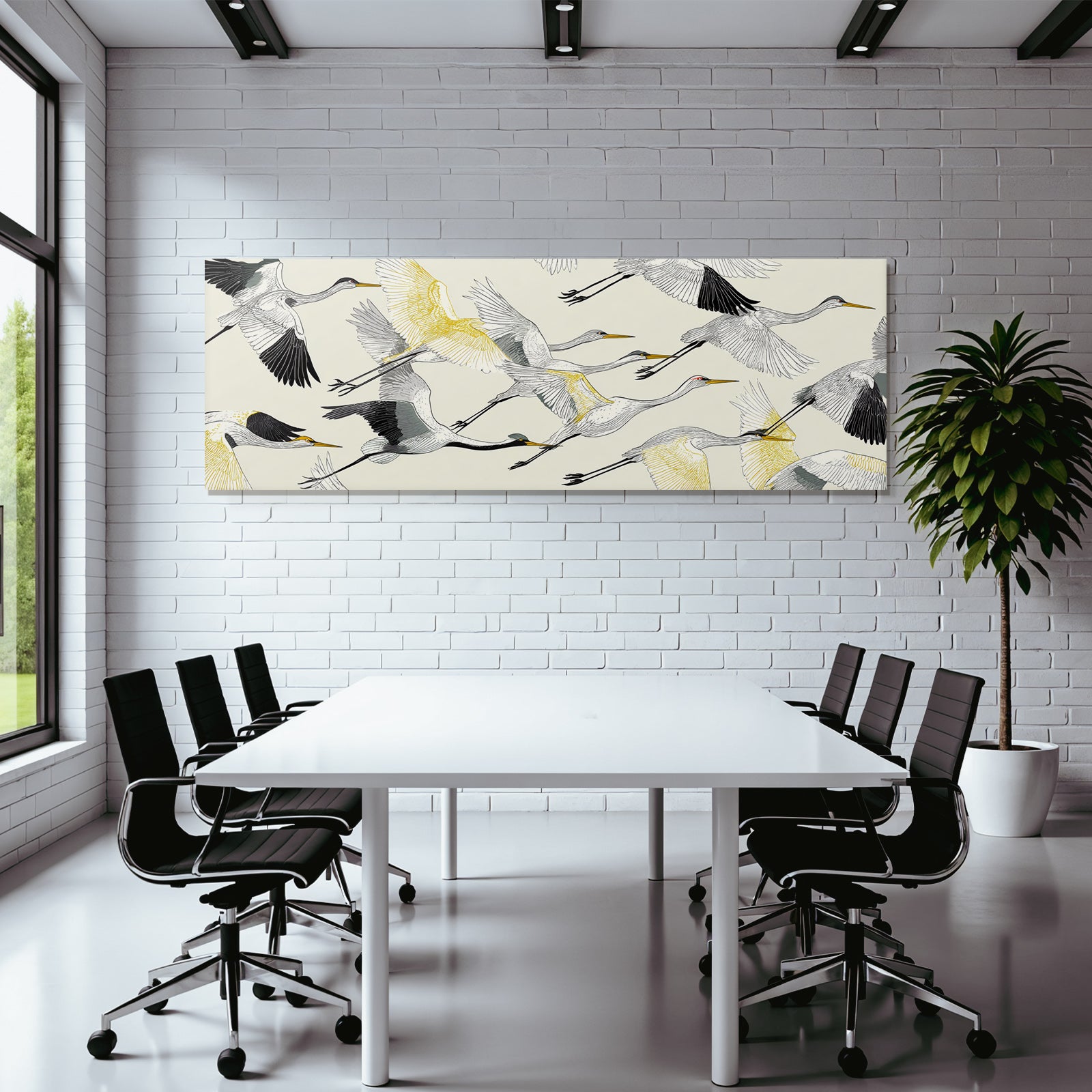 Vogel Im Flug Kunstvolle Illustration Von Krahnen