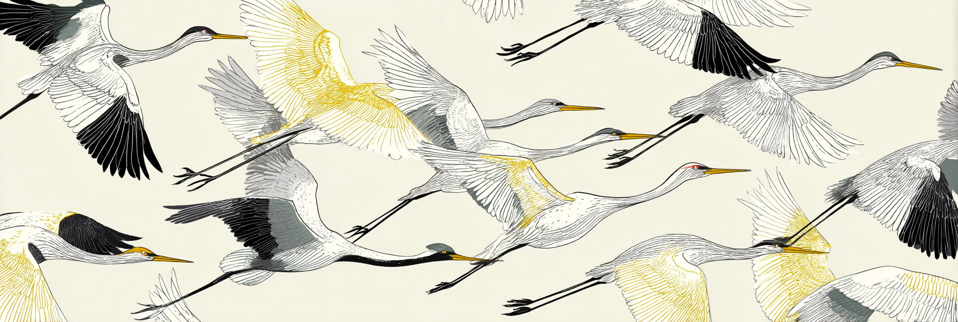 Vogel Im Flug Kunstvolle Illustration Von Krahnen | Illustration und Zeichnung | Kunstgattungen